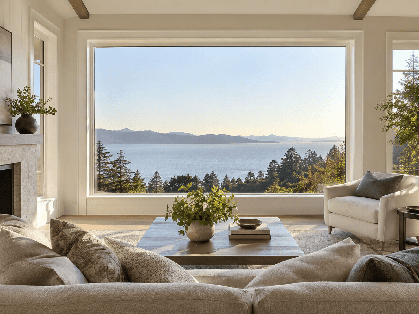 Large picture window providing natural light and an unobstructed outdoor view from a living room.