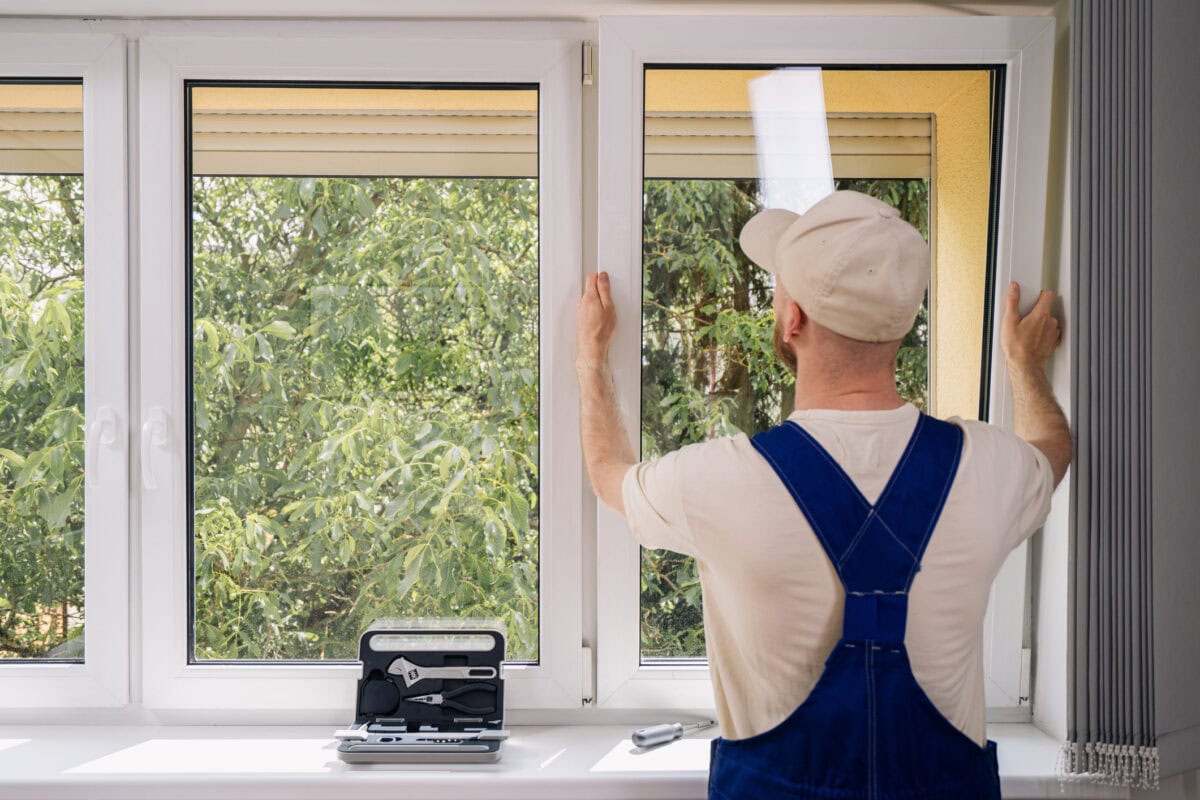 Installer fitting a replacement window